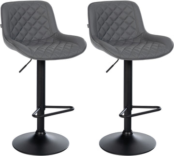2-delige Set Moderne Barkrukken - Hocker - Hoogteverstelbaar van 57-79 cm Kleur grijs