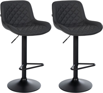 2-delige Set Barkrukken - Hoge Krukken - In Hoogte Verstelbaar & Draaibaar Design Kleur zwart