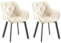 2-delige set Fluwelen Eetkamerstoelen – Keukenstoelen – Ergonomisch, draaibaar & extra comfort Kleur crème