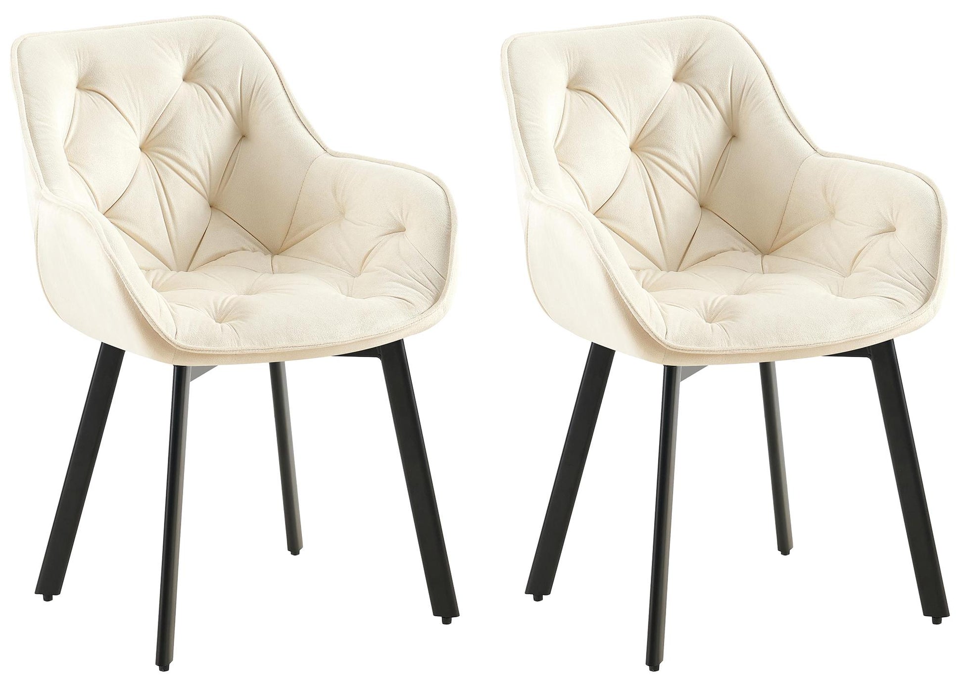 2-delige set Fluwelen Eetkamerstoelen – Keukenstoelen – Ergonomisch, draaibaar & extra comfort Kleur crème