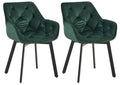 Set van 2 Fluwelen Eetkamerstoelen - Keukenstoelen - 180° draaibaar zitcomfort - Groen Kleur groen