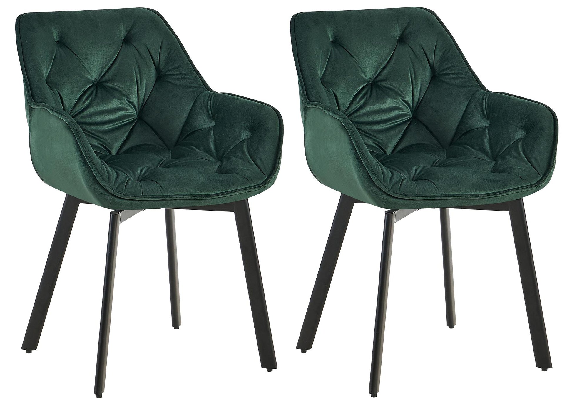 Set van 2 Fluwelen Eetkamerstoelen - Keukenstoelen - 180° draaibaar zitcomfort - Groen Kleur groen