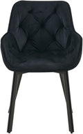 Set van 2 Eetkamerstoelen - Fluwelen Stoelen - 180° Draaibaar & Ergonomisch Comfort - Zwart Kleur zwart