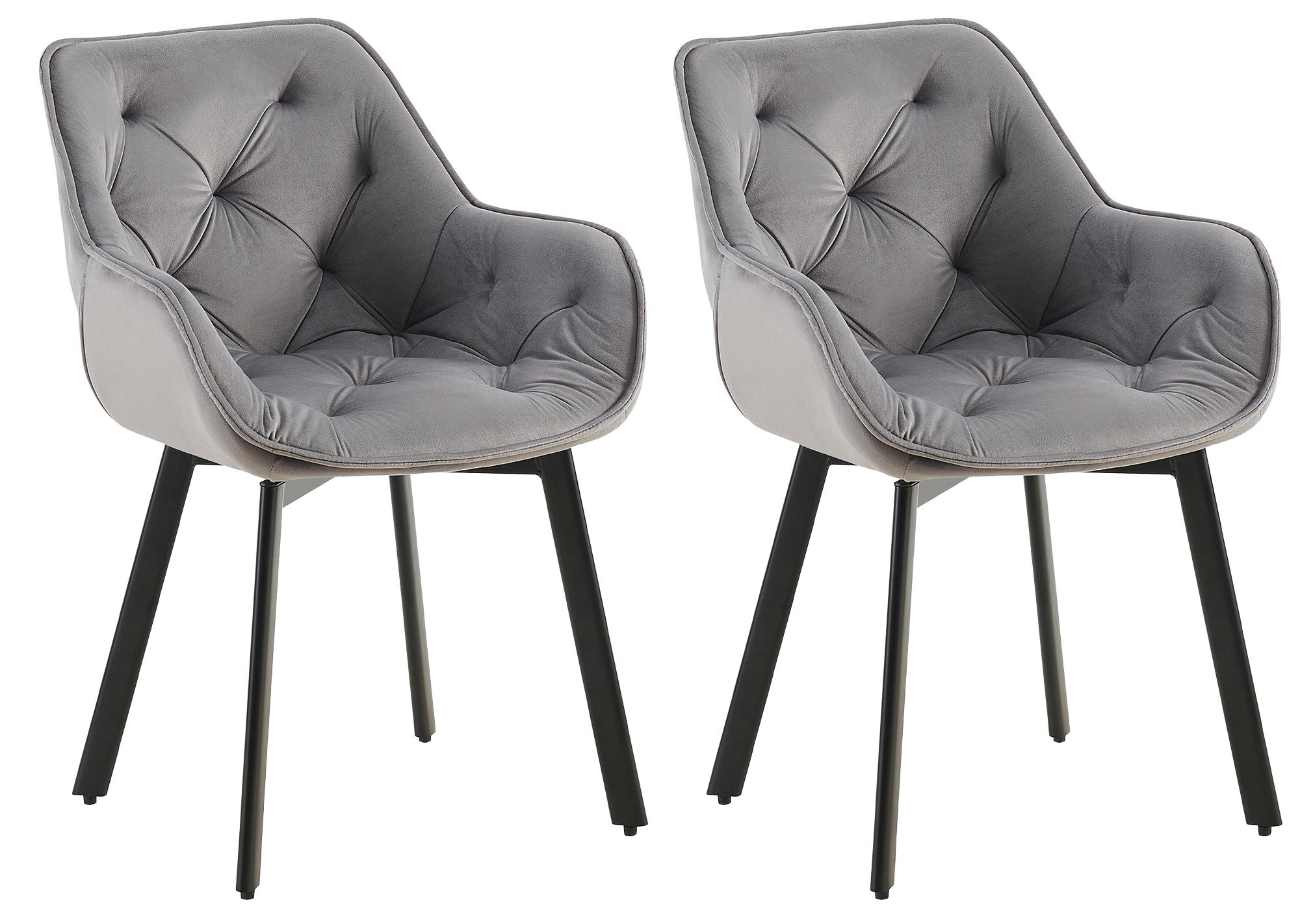 2-delige set Fluwelen Eetkamerstoelen - Keukenstoelen - Ergonomisch & Draaibaar, Donkergrijs Kleur donkergrijs