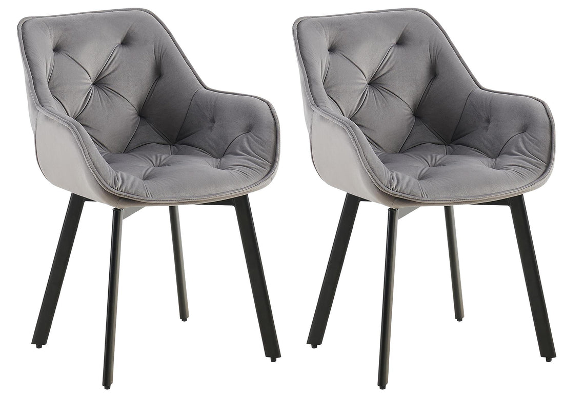 2-delige set Fluwelen Eetkamerstoelen - Keukenstoelen - Ergonomisch & Draaibaar, Donkergrijs Kleur donkergrijs