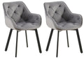 2-delige set Fluwelen Eetkamerstoelen - Keukenstoelen - Ergonomisch & Draaibaar, Donkergrijs Kleur donkergrijs