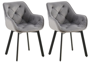 2-delige set Fluwelen Eetkamerstoelen - Keukenstoelen - Ergonomisch & Draaibaar, Donkergrijs Kleur donkergrijs