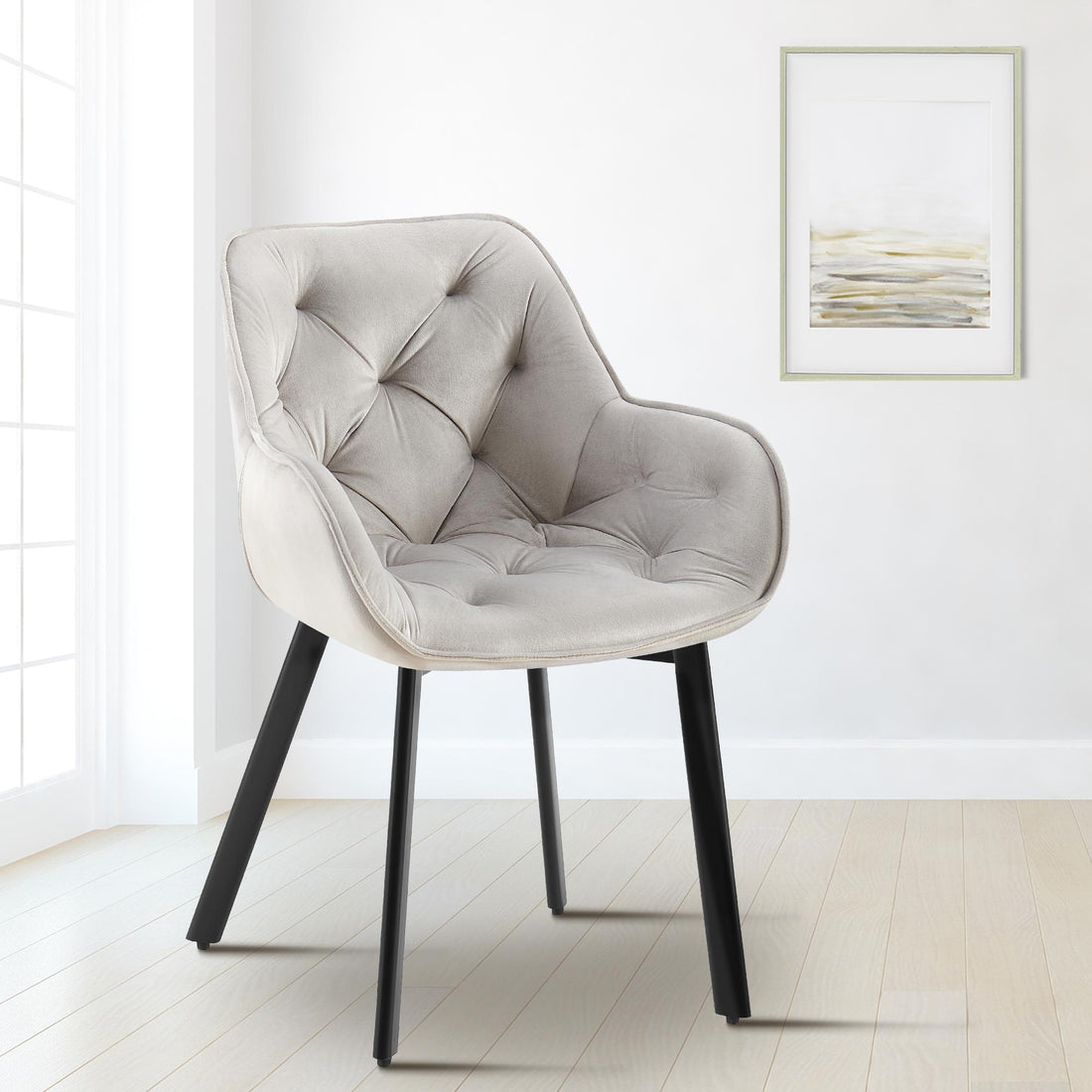 2-delige set Eetkamerstoelen - Fluwelen Stoelen - Draaibaar & Ergonomisch, Comfortabel Grijs Design Kleur grijs