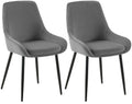Set van 2 Eetkamerstoelen - Fluwelen Stoelen - Comfortabel & Stevig - Donkergrijs, Matzwart Metaal Kleur donkergrijs