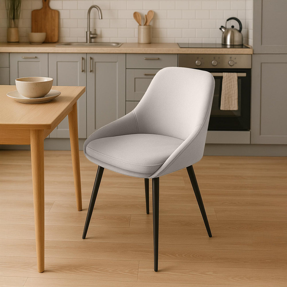 Set van 2 eetkamerstoelen, keukenstoelen, luxe fluwelen bekleding, stevig met armleuningen Kleur grijs