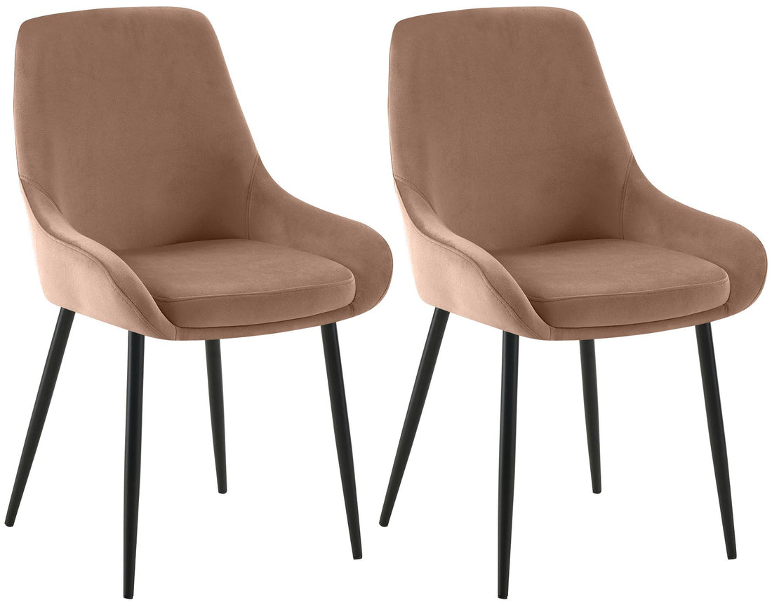2-delige set Eetkamerstoelen - Fluwelen Stoelen - Luxe zitcomfort, robuust tot 150 kg, met Kleur bruin