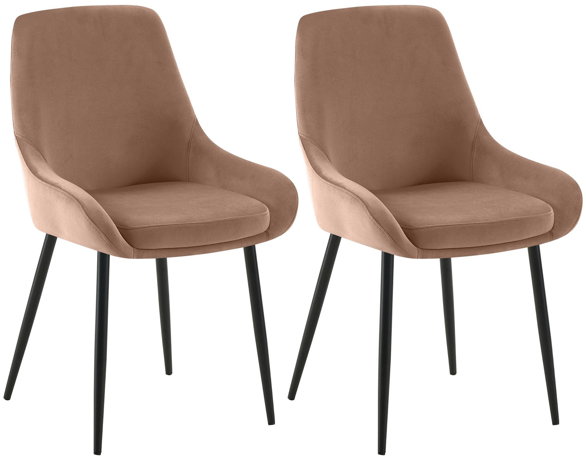 2-delige set Eetkamerstoelen - Fluwelen Stoelen - Luxe zitcomfort, robuust tot 150 kg, met Kleur bruin