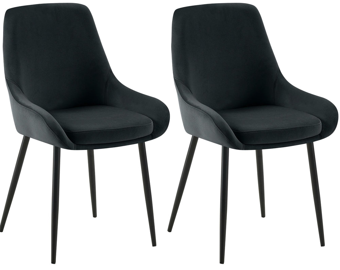 2-delige set Eetkamerstoelen - Fluwelen Stoelen - Luxe comfort, eenvoudig te monteren, modern design Kleur zwart