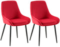Set van 2 fluwelen eetkamerstoelen - Kuipstoelen - Ultiem zitcomfort, zwart metalen poten Kleur rood