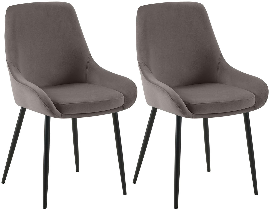2-delige set Eetkamerstoelen - Velvet Stoelen - Comfortabele zitting & armleuningen, antraciet Kleur antraciet