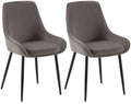 2-delige set Eetkamerstoelen - Velvet Stoelen - Comfortabele zitting & armleuningen, antraciet Kleur antraciet