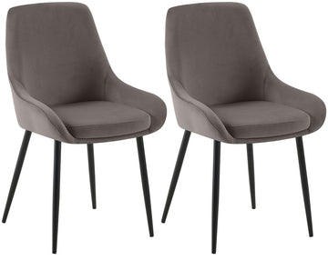 2-delige set Eetkamerstoelen - Velvet Stoelen - Comfortabele zitting & armleuningen, antraciet Kleur antraciet