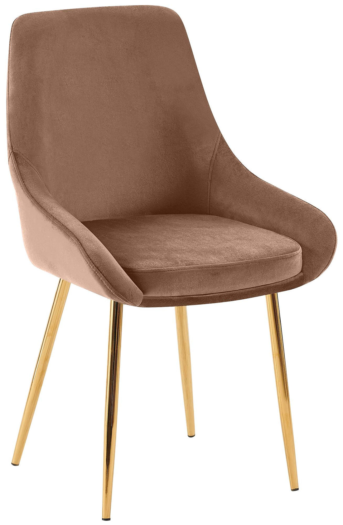 2-delige set Eetkamerstoelen - Fluwelen Stoelen - Goudkleurig Metaal, maximaal zitcomfort Kleur bruin