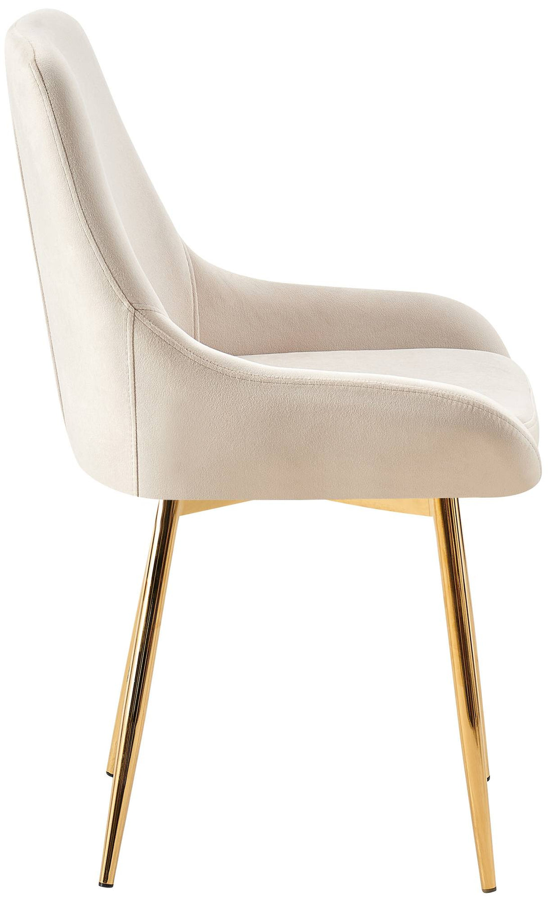 2-delige set Eetkamerstoelen - Stoelen Fluweel Crème - Goud Metalen Poten, Comfort & Duurzaam Kleur crème