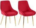 2-delige set Eetkamerstoelen - Fluwelen stoelen - Extra zitcomfort, eenvoudig te monteren, rood/goud Kleur rood