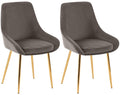 Set van 2 eetkamerstoelen - Fluwelen stoelen - Luxe zitcomfort - Antraciet & Goudkleurig metaal Kleur antraciet