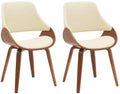 2x Eetkamerstoelen - Kuipstoelen - Comfort & Kunstleer - Walnoot/Crème, voor keuken of woonkamer Kleur noten/crème
