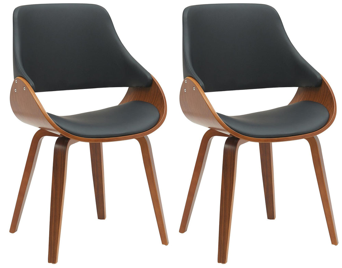 2-delige set Eetkamerstoelen - Keukenstoelen - Kunstleer & Walnoot, Comfortabel & Duurzaam Kleur noten/zwart