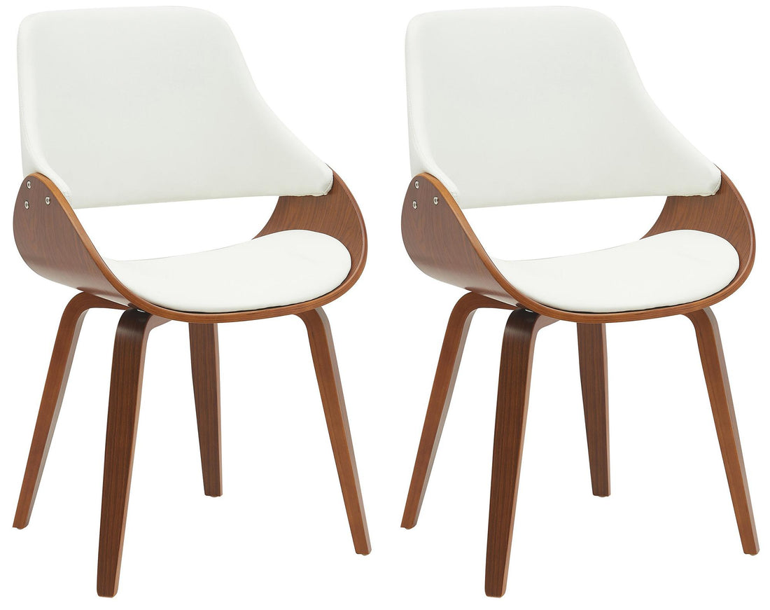 2-delige set Eetkamerstoelen - Keukenstoelen - Kunstleer - Comfortabel & Onderhoudsvriendelijk Kleur noten/wit