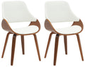 2-delige set Eetkamerstoelen - Keukenstoelen - Kunstleer - Comfortabel & Onderhoudsvriendelijk Kleur noten/wit