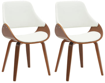 2-delige set Eetkamerstoelen - Keukenstoelen - Kunstleer - Comfortabel & Onderhoudsvriendelijk Kleur noten/wit