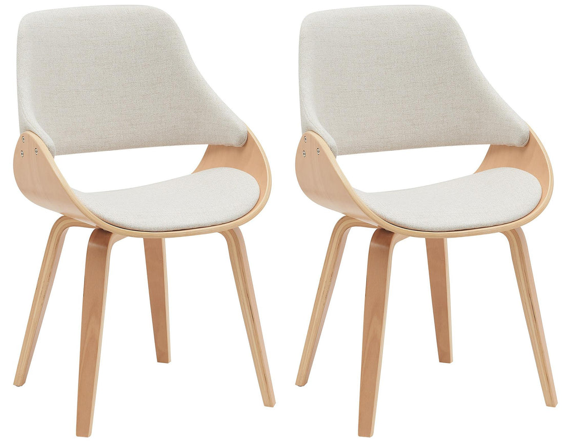 Set van 2 Eetkamerstoelen - Keukenstoelen - Comfortabele zitting, stijlvol design, walnoot-hout Kleur natuur/crème