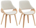 Set van 2 Eetkamerstoelen - Keukenstoelen - Comfortabele zitting, stijlvol design, walnoot-hout Kleur natuur/crème