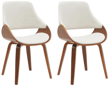 Set van 2 Eetkamerstoelen - Keukenstoelen - Comfortabel zitvlak, Elegant walnoot/creme design Kleur noten/crème
