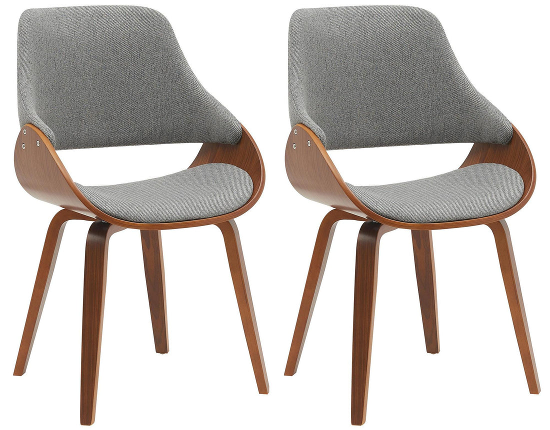 2-delige set Eetkamerstoelen - Keukenstoelen - Comfortabel & elegant, walnoot/donkergrijs, stof Kleur noten/donkergrijs