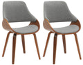 2-delige set Eetkamerstoelen - Keukenstoelen - Comfortabel & elegant, walnoot/donkergrijs, stof Kleur noten/donkergrijs
