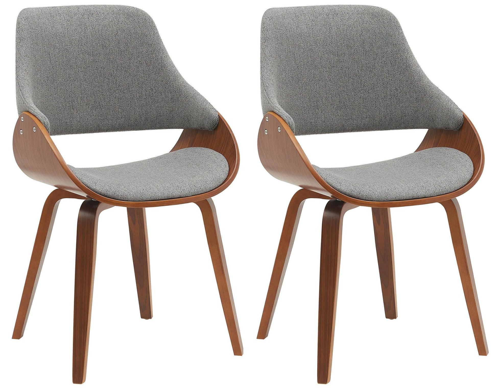 2-delige set Eetkamerstoelen - Keukenstoelen - Comfortabel & elegant, walnoot/donkergrijs, stof Kleur noten/donkergrijs