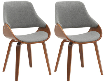 2-delige set Eetkamerstoelen - Keukenstoelen - Comfortabel & elegant, walnoot/donkergrijs, stof Kleur noten/donkergrijs