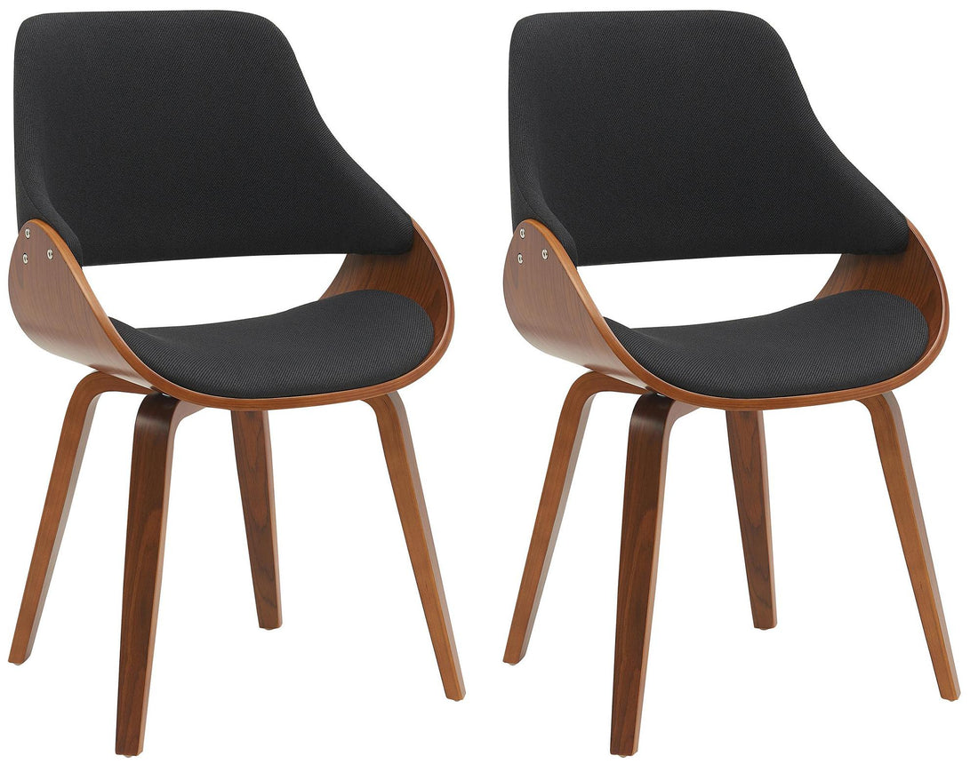 Set van 2 Eetkamerstoelen - Keukenstoelen - Walnoot/Zwart - Comfortabel & Elegant Design Kleur noten/zwart