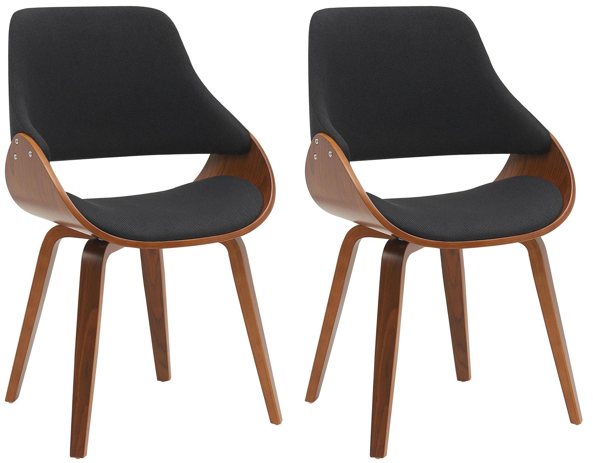 Set van 2 Eetkamerstoelen - Keukenstoelen - Walnoot/Zwart - Comfortabel & Elegant Design Kleur noten/zwart