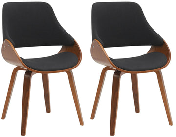 Set van 2 Eetkamerstoelen - Keukenstoelen - Walnoot/Zwart - Comfortabel & Elegant Design Kleur noten/zwart