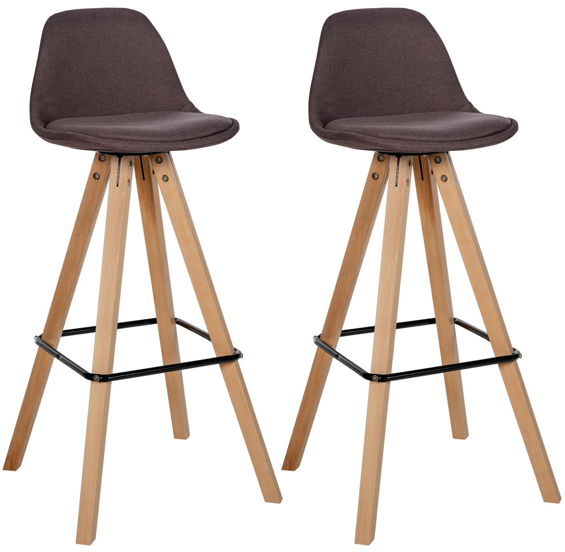 2-delige set Barkrukken - Barstoelen - Hoogwaardige Stof - Modern Design Kleur bruin