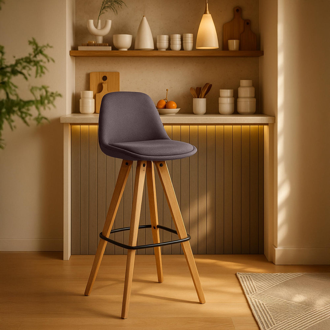 2-delige set Barkrukken - Barstoelen - Hoogwaardige Stof - Modern Design Kleur bruin