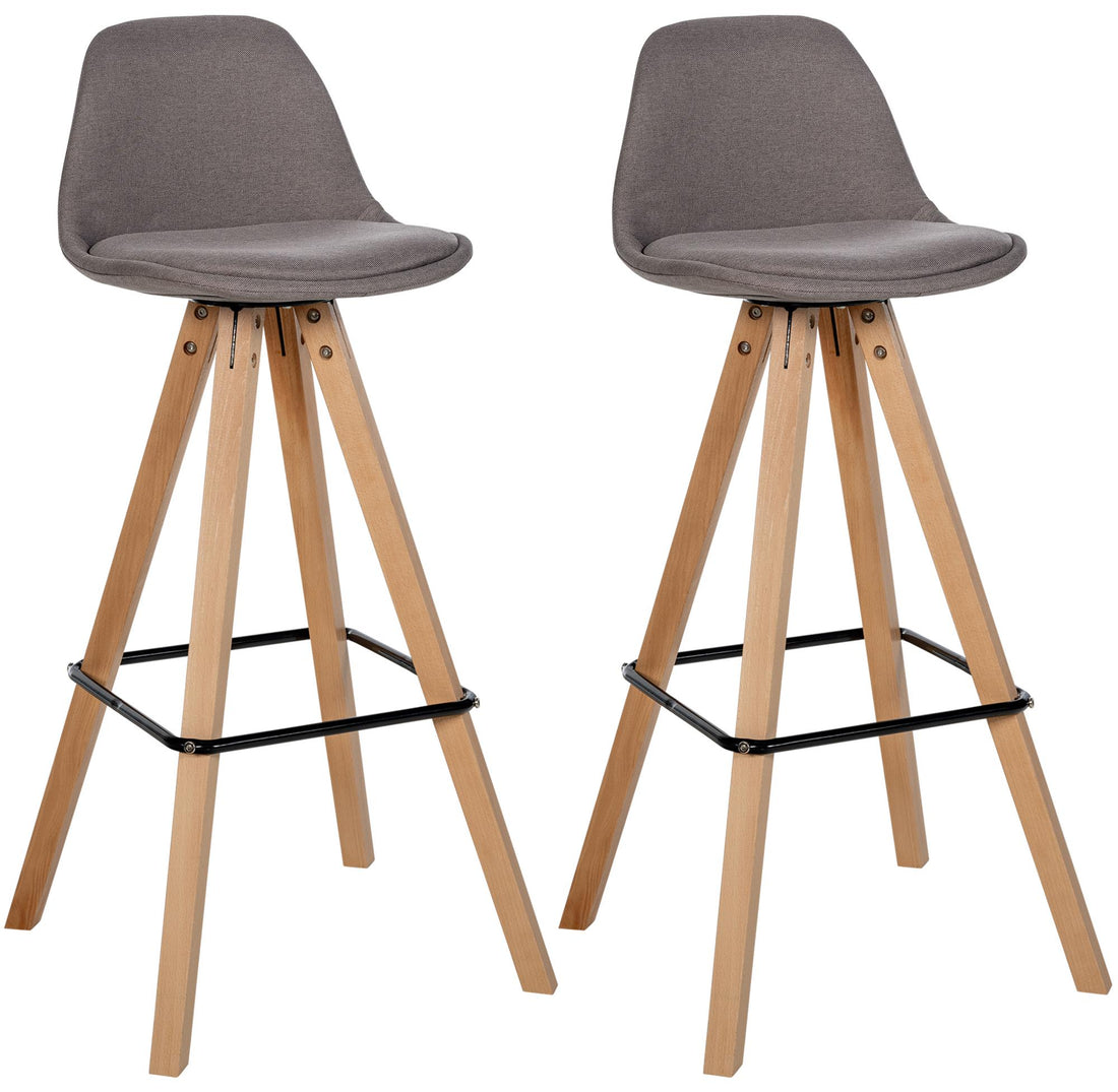 2-delige set Barkrukken - Houten Krukken - Hoogwaardig Comfort Kleur taupe