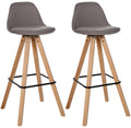 2-delige set Barkrukken - Houten Krukken - Hoogwaardig Comfort Kleur taupe