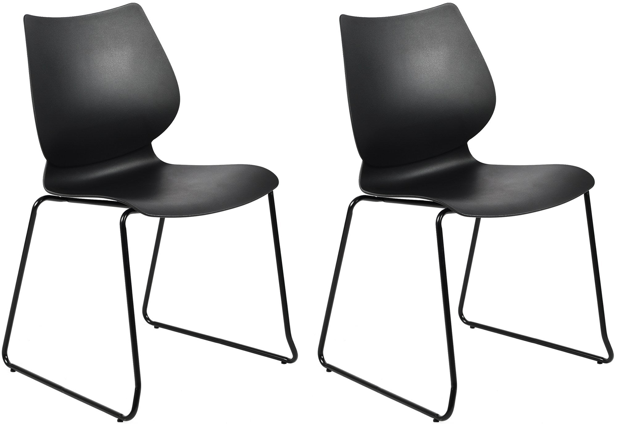 Set van 2 Eetkamerstoelen - Vergaderstoelen - Stapelbaar & onderhoudsvriendelijk - Zwart Kleur zwart