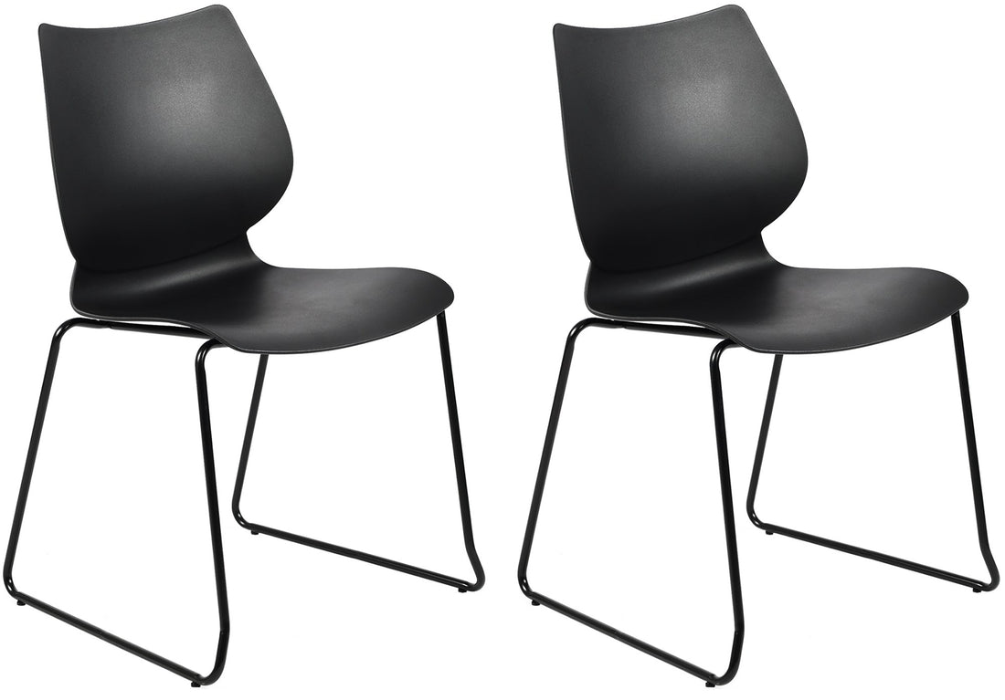 Set van 2 Eetkamerstoelen - Vergaderstoelen - Stapelbaar & onderhoudsvriendelijk - Zwart Kleur zwart