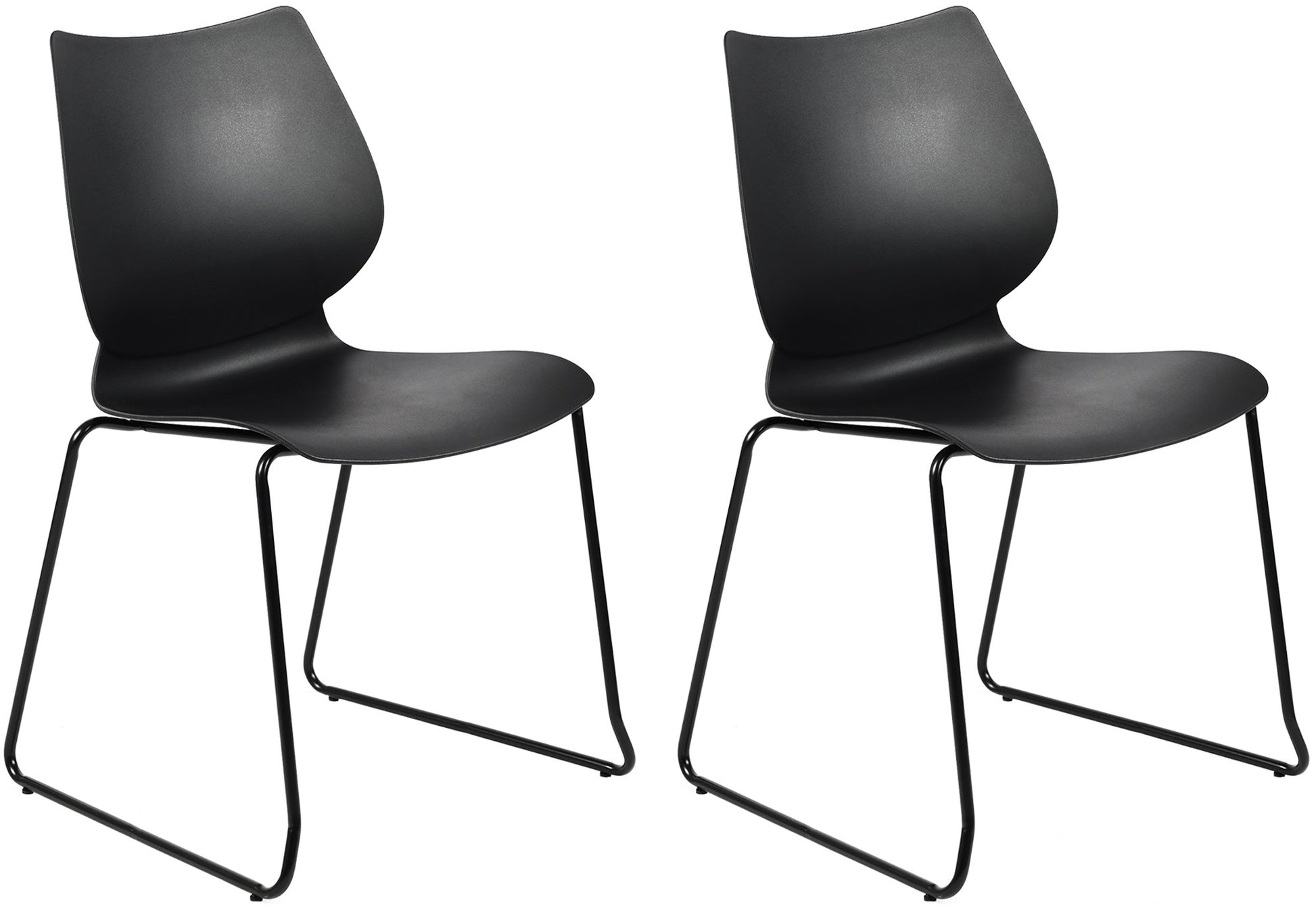 Set van 2 Eetkamerstoelen - Vergaderstoelen - Stapelbaar & onderhoudsvriendelijk - Zwart Kleur zwart