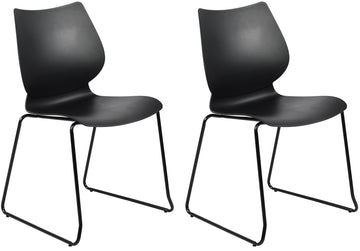 Set van 2 Eetkamerstoelen - Vergaderstoelen - Stapelbaar & onderhoudsvriendelijk - Zwart Kleur zwart