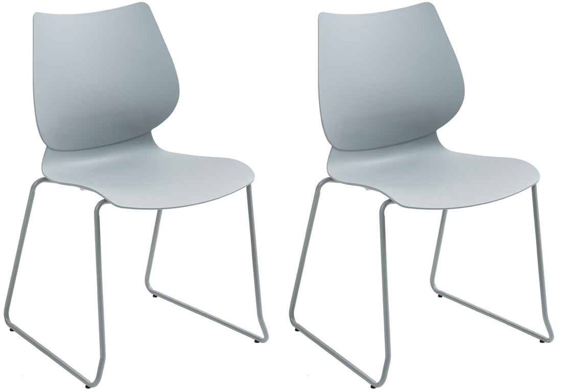 2-delige set Eetkamerstoelen - Vergaderstoelen - Stapelbaar & Ruimtebesparend, Licht & Stevig Kleur grijs