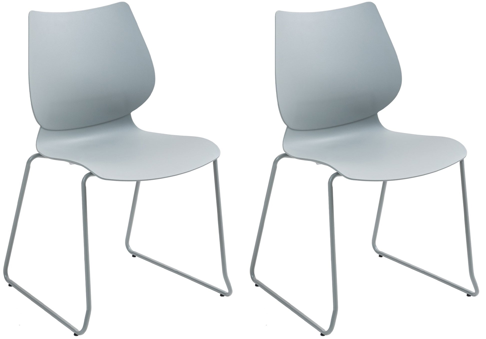 2-delige set Eetkamerstoelen - Vergaderstoelen - Stapelbaar & Ruimtebesparend, Licht & Stevig Kleur grijs
